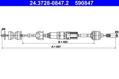 ATE 24.3728-0847.2 CIEGNO, DIRECCIÓN EMBRAGUE  