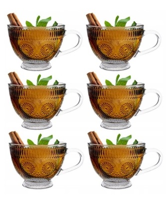 ZESTAW 6x SZKLANKI DO KAWY LATTE HERBATY FILIŻANKI DUŻE 430ML