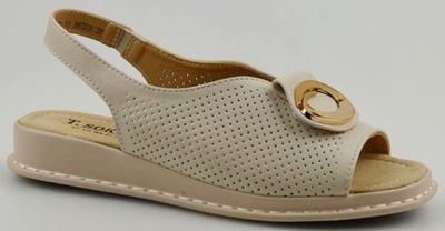 SOKOLSKI Sandały Beżowe Skórzane Ażurowe L24-10 r.38