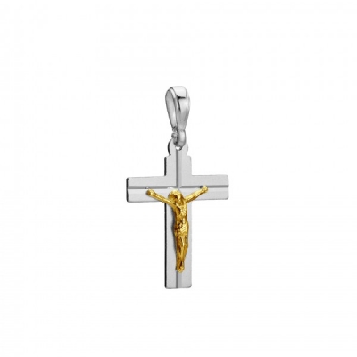 Krzyżyk srebrny z pozłacanym Panem Jezusem 1,7 g