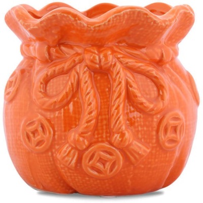 Wazonik sakiewka pomarańczowa ceramika dekoracyjna