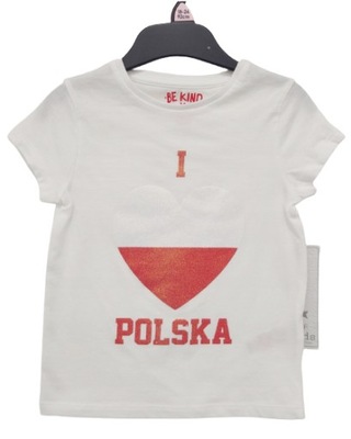 F&F t-shirt dla maluszka kibica 92 *18-24m koszulka piłkarska I LOVE POLSKA