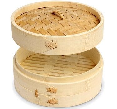Koszyk bambusowy dwupoziomowy do gotowania na parz