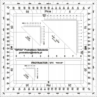 Protraktor taktyczny V11 - (skale mapy 1:25 / 1:50 /1:100)