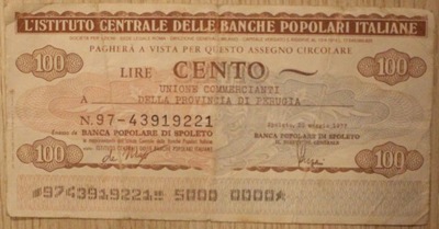 CENTO 100 lire - 100 LIRÓW 1977 WŁOCHY - ITALY