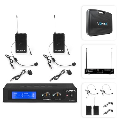 Zestaw mikrofonów 2x bodypack nagłowny VHF Vonyx