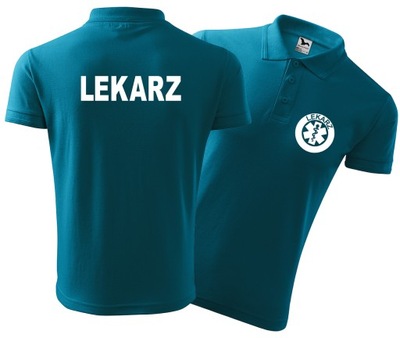 Koszulka Polo męska z nadrukiem LEKARZ XL