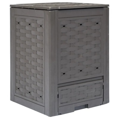 Kompostownik ogrodowy rattan 300L, brązowy 60x60x83 cm