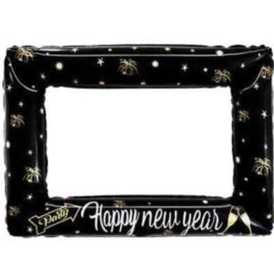 DUŻY BALON FOLIOWY RAMKA DO ZDJĘĆ FOTOBUDKA HAPPY NEW YEAR 101 CM SYLWESTER