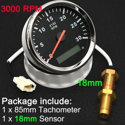 H 3000RPM 4000 RPM METER M16 TACHOMETER SENSOR 85MM GASOLINE DIESE~72813  