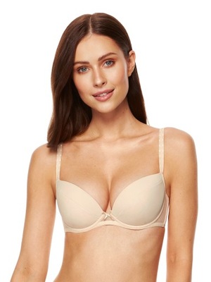 GORTEKS Zara biustonosz push-up plunge beżowy 75A