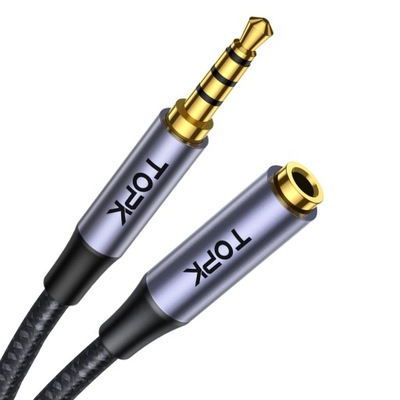 PRZEDŁUŻACZ KABEL MINI JACK 3,5MM TOPK AUX 4-PIN 1m