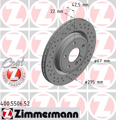 ZIMMERMANN SPORT MERCEDES A W176 295MM DISKAI GAL. 400.5506.52 