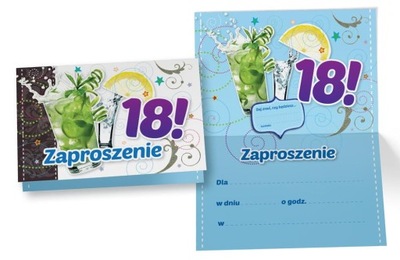 Zaproszenie na Urodziny 18 - drinki