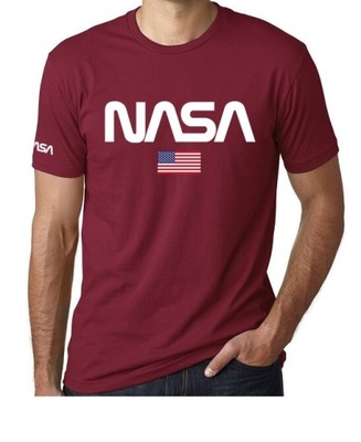 Koszulka Męska Bordowa z logo NASA USA - XS