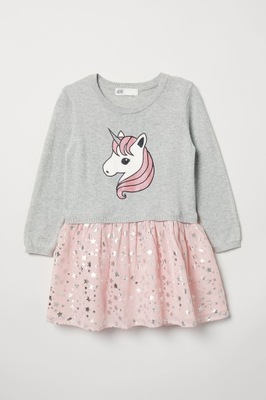 H&M Sukienka z rozszerzanym dołem 122/128 jednorożec unicorn