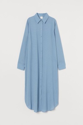 1029. H&M maxi niebieska koszula z rozporkami sukienka r M
