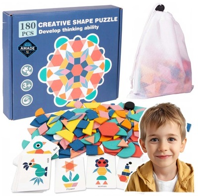 Gra Układanka Montessori Klocki Puzzle Drewniane dla Dzieci