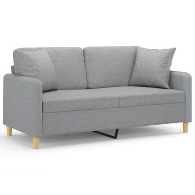 Sofa 2-osobowa z poduszkami, 158x77x80 cm, jasnoszary