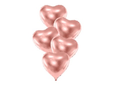 Balony na Walentynki Serca różowe złoto 45cm 5szt