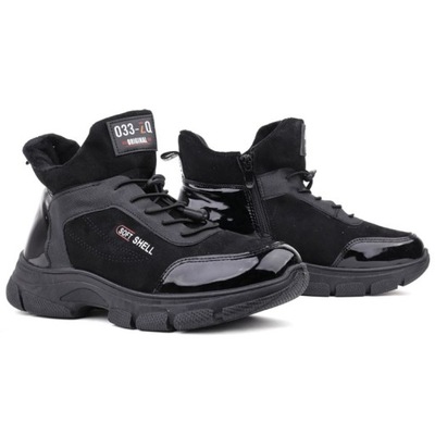 Sneakersy botki czarne lakierowane 1 sportowe r.41