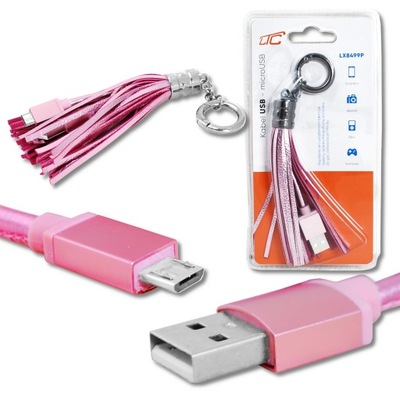 KABEL MICRO USB BRELOCZEK RÓŻOWY