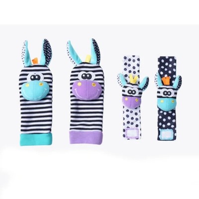Rattle Socks for Newborn Baby Cartoon Plush Sound Bell Socks Wrist Strap To