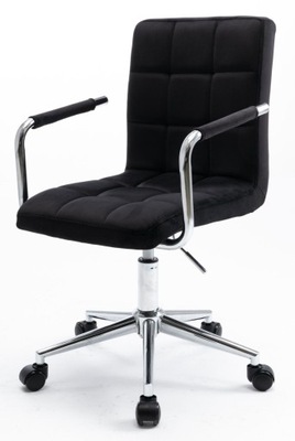 Fotel Obrotowy Czarny Velvet Biurkowy Krzesło