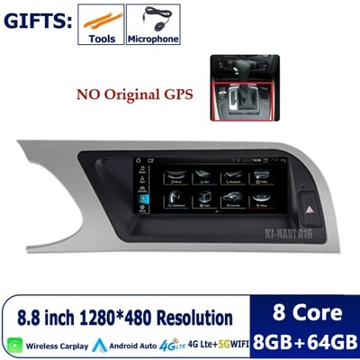 NAVEGACIÓN GPS ANDROID 13 RADIO DE AUTOMÓVIL PARA AUDI A5 B8 2009-2016 BLUETOOTH  