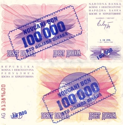 # BOŚNIA HERC. 100000 DINARÓW - 1993 P-34 UNC