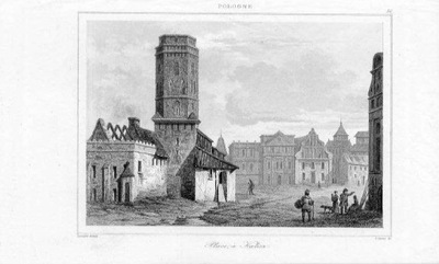 staloryt 1840 Forster, Kalisz. Rynek z ratuszem