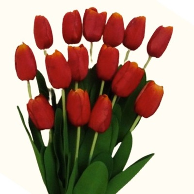 15 x Tulipany Sztuczne kwiaty Wielkanoc czerwono-pomarańczowy tulipan