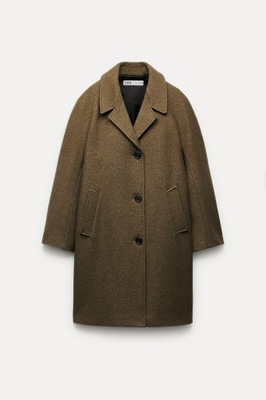 ZARA WEŁNA 76% PŁASZCZ M-L WEŁNIANY KHAKI ZW COLLECTION MINIMAL