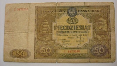 Banknot 50 złotych 1946 seria S stan 4