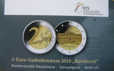 2 EURO NIEMCY 2019 A BUNDESRAT MENNICZA 1750 SZTUK