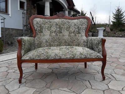 Ławka Sofka LUDWIK XVI sofa dwójka gobelin orzech