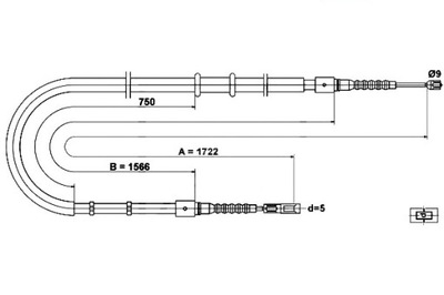 ТРОС ТОРМОЗА РУЧНОГО AUDI 80 1.6-2.8 09.91-01.96