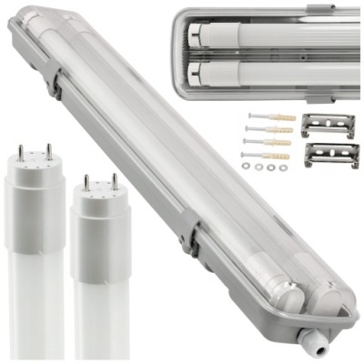 Vodotesné LED svietidlo 120cm pre 4 a 8 LED trubíc - Kompletná sada