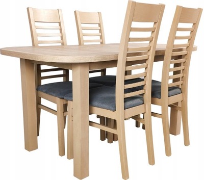 stół owalny 150x80+40 i 4 krzesła Siena