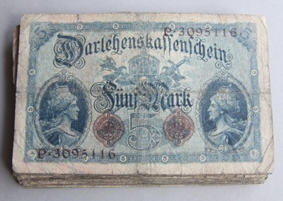 Niemcy - BANKNOTY - 5 Marek 1914 - zestaw 32 sztuki banknotów - PACZKA