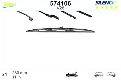 VALEO SVIRTIS VALYTUVAI ŠARNYRINIAI PRIEK. 1SZT. V28 SILENCIO 280MM 