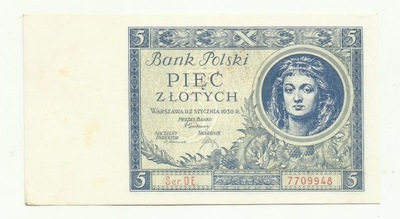 5 zlotych 1930 seria DE ładne stan +2