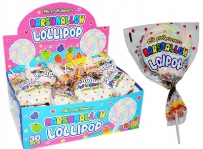 LIZAKI PIANKOWE MARSHMALLOW LOLLIPOP 30 szt mix