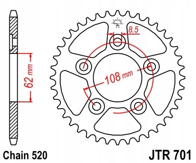 ЗУБЧАТКА ЗАДНЯЯ JT 39-ZĘBÓW CAGIVA N1 125 1998-2002