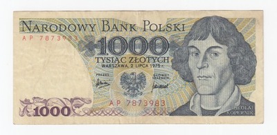 Banknot 1000 zł 1975, seria AP, st. 3