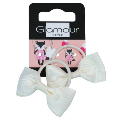 Glamour Kids gumki do włosów Kremowe Kokardki 2szt. P1