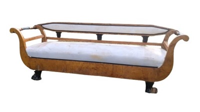 Duża sofa brzozowa gondolowa biedermeier na szponach XIXw. 2,6m