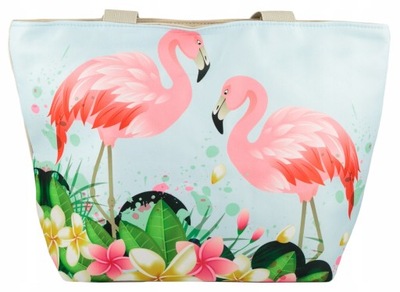 Torba plażowa miejska zakupy shopper A4 flamingi