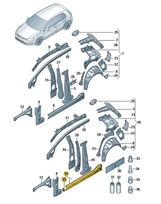 Порог левый внутренний vw golf vii оригинал фото №1