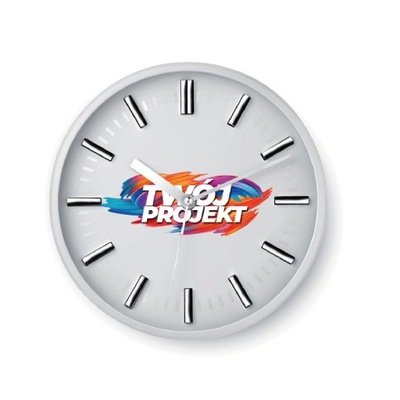 Zegar reklamowy ścienny z logo napis zdjęcie